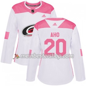 Carolina Hurricanes Sebastian Aho 20 Adidas 2017-2018 Weiß Pink Fashion Trikot Authentic - Dame